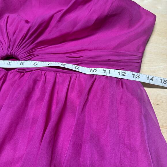 Mac Duggal NWT Strappy One Shoulder A Line Gown Chiffon Magenta Pink Size 4 - Picture 8 of 9